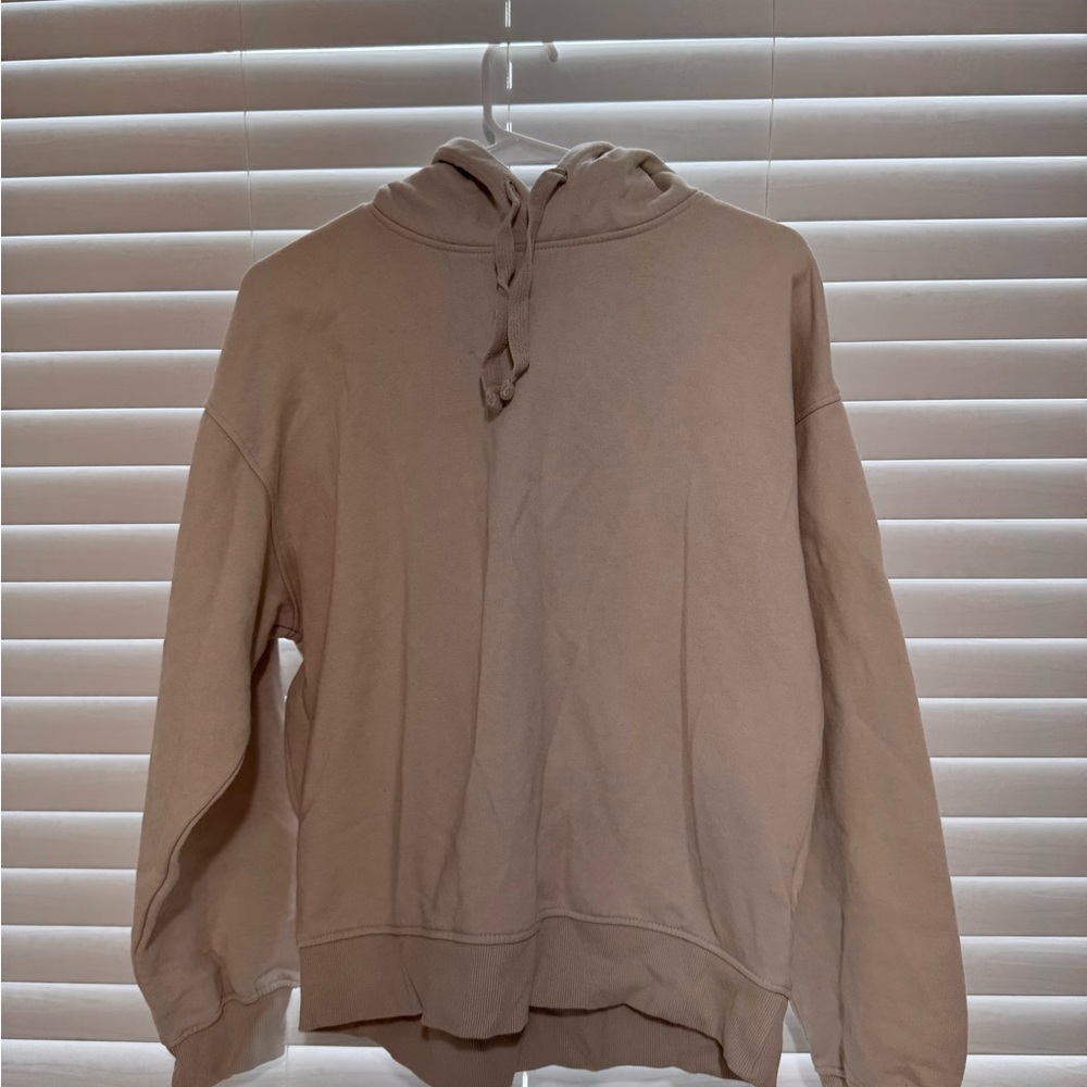 Zara Women's Oversized Beige/Gray Hoodie Size S
